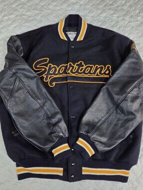Vintage DeLONG UNCG Spartans Varsity Letterman Jacket XL Big South 1997